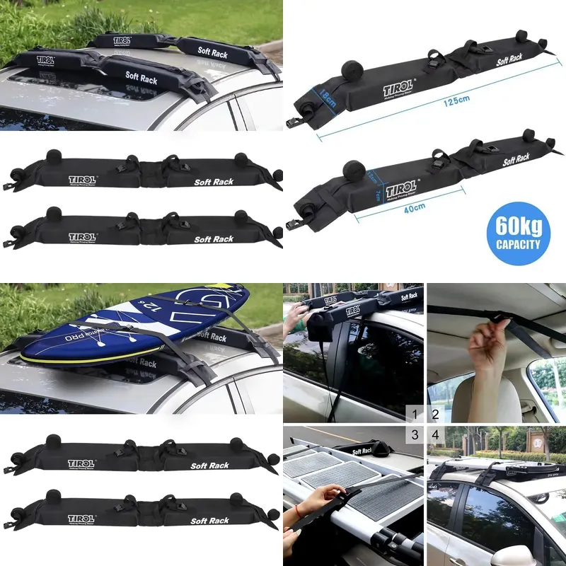 Car Roof Rack Cross Bar - Barra Transversal Acolchada Plegable para Techo