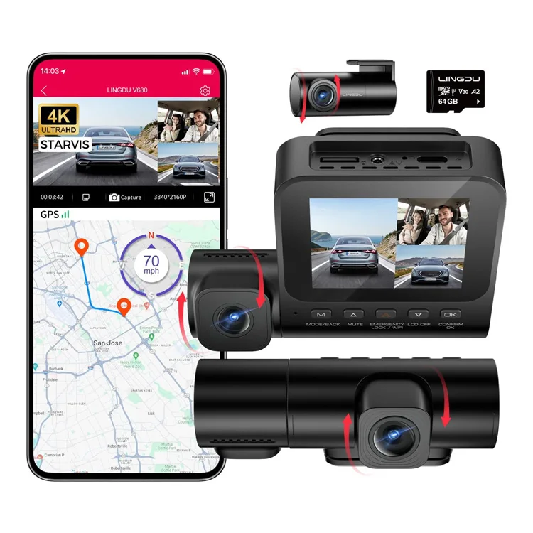 Car Dash Cam - LINGDU V630 4K, Pantalla de 2.4'',