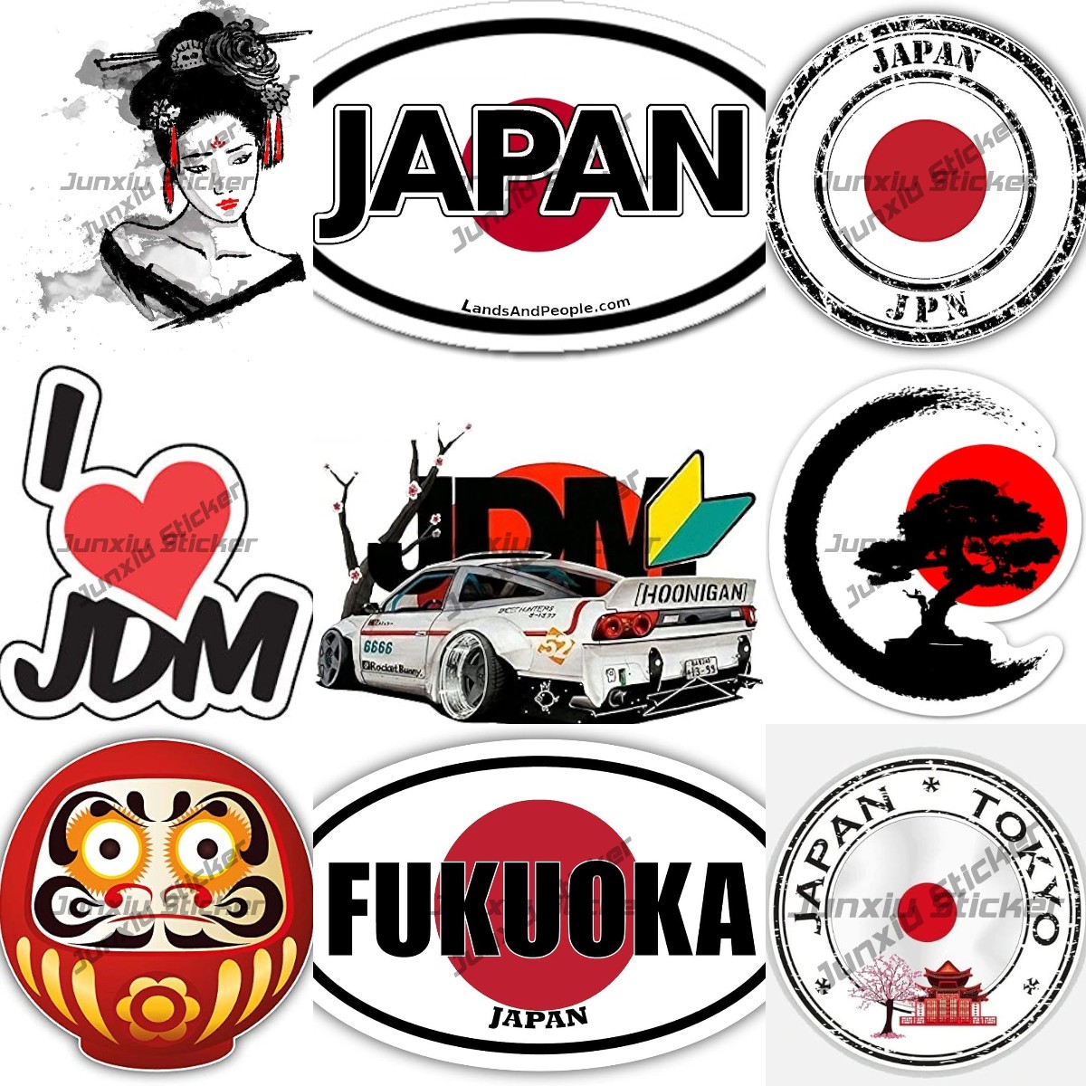 Car Accessories In Tokyo - Sello de cultura japonesa, pegatina redonda,