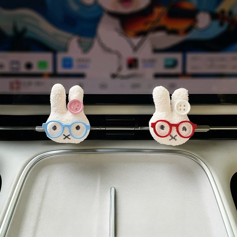 Car Air Freshener Vent - Lindo conejo con gafas, clip para