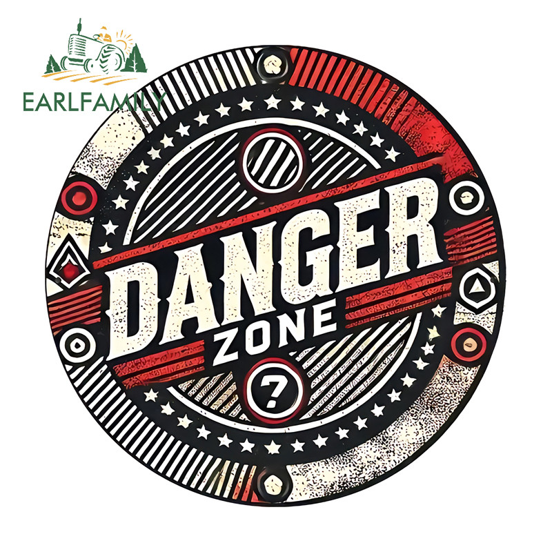 Car Accessories Zone - EARLFAMILY-pegatinas Retro de zona de peligro